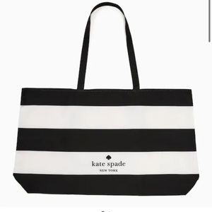 Kate Spade Black and White Striped Tote Bag